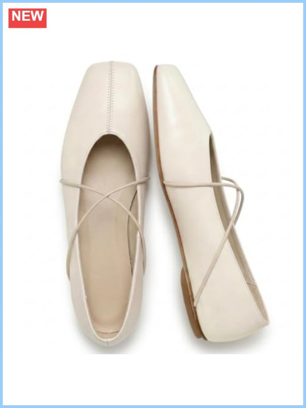 Women's Square Toe Ballet Flats Faux Leather Criss Cross Slip On Shoes